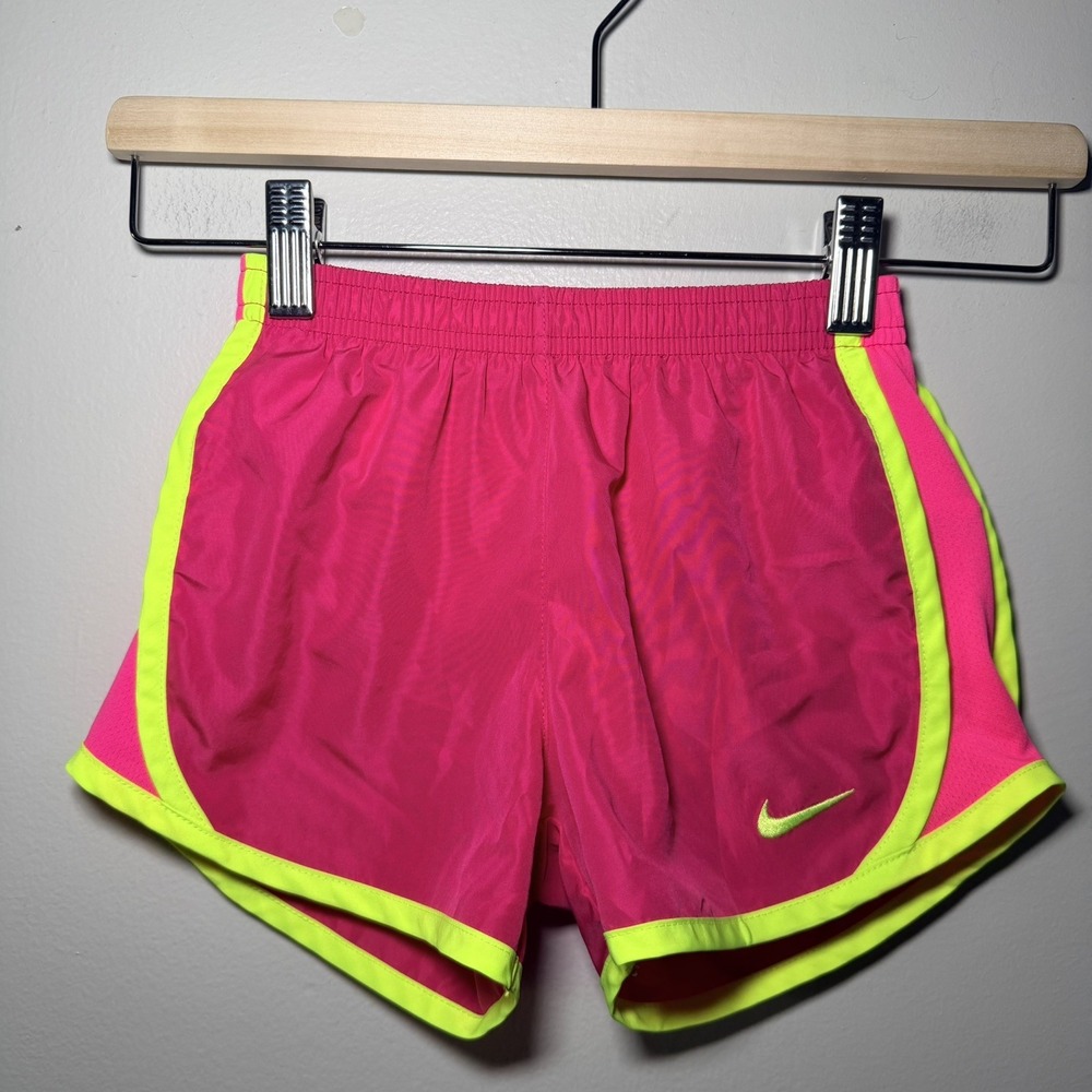 Nike Dri-FIT Girls Pink Printed Running Shorts Youth Large 5-6 Athletic Lined